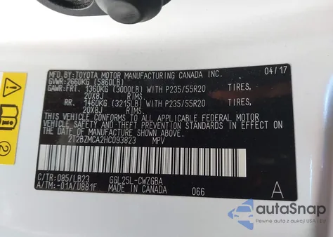 2017 Lexus Rx 350 z USA, uszkodzony, nr VIN 2T2BZMCA2HC093823